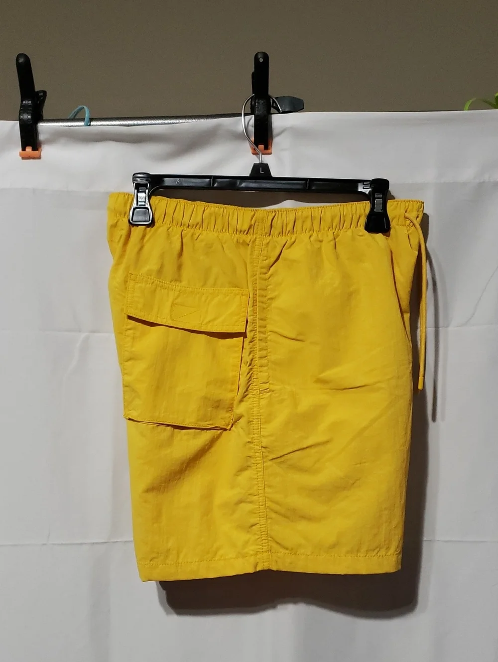 Men's LCKR Vibrant Yellow Drawstring Swim Trunks With Mesh Liner. Size: Medium